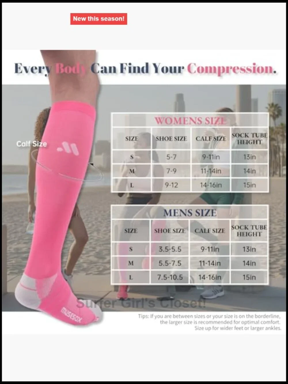 Compression Socks Knee High 15-20mmHg Graduated Support 3 Pairs Unisex